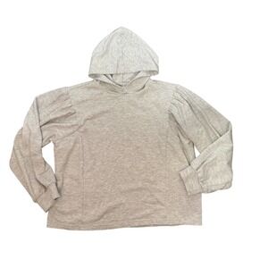 Wonderly Womens XL Heather Gray‎ Puff Sleeve Hooded Pullover Sweatshirt Relaxed
